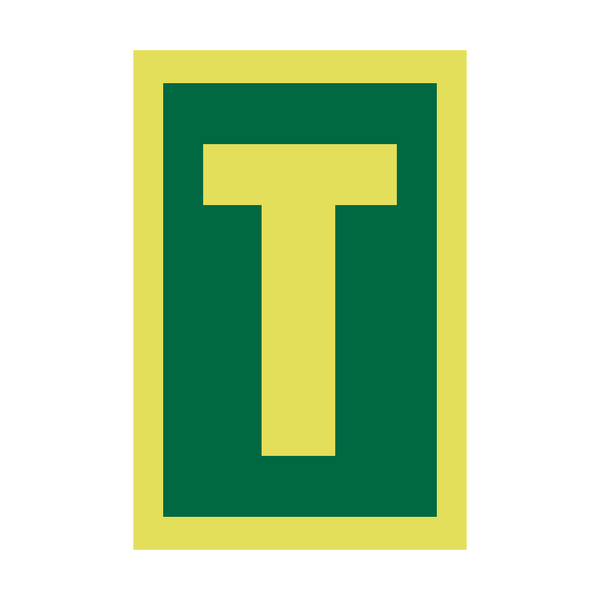 IMO Letter T Sign Photoluminescent - PVC Safety Signs