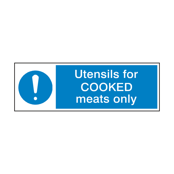 Utensils For Cooked Meat Hygiene Sign - PVC Safety Signs