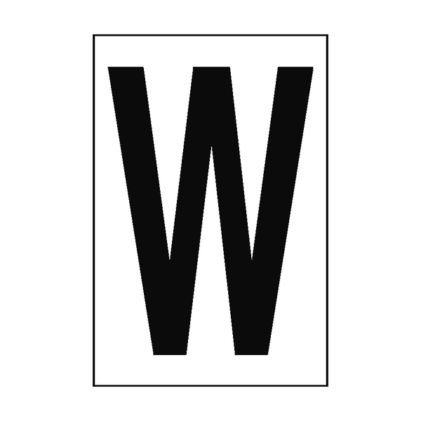 Letter W White Sign - PVC Safety Signs