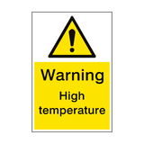 Warning High Temperature Sign Portrait - PVC Safety Signs