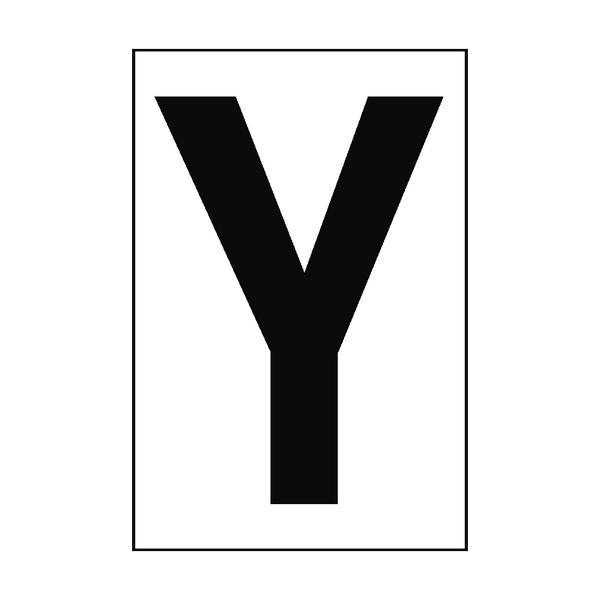 Letter Y White Sign - PVC Safety Signs