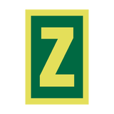 IMO Letter Z Sign Photoluminescent - PVC Safety Signs