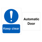 Automatic Keep Clear Door Sign Pack - PVC Safety Signs