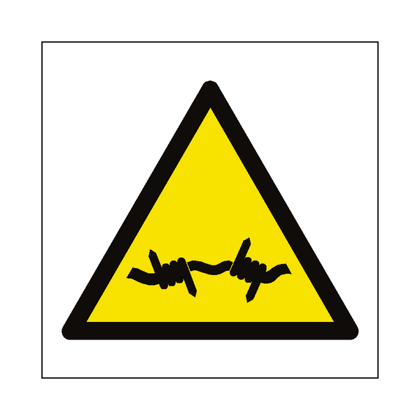 Barb Wire Hazard Symbol Sign - PVC Safety Signs