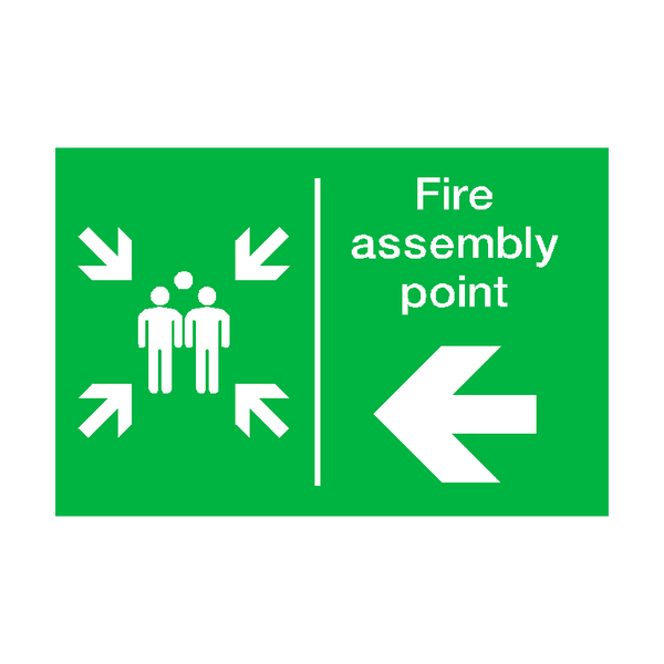 Fire Assembly Point Arrow Left Sign - PVC Safety Signs