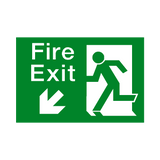 Fire Exit Down Left Arrow Sign - PVC Safety Signs