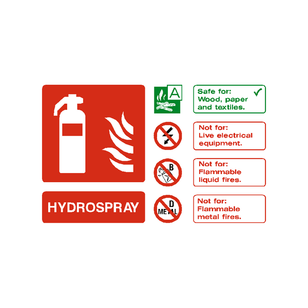 Hydrospray Extinguisher Sign - PVC Safety Signs