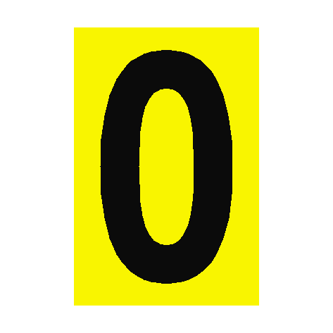 Number Sign 0 Yellow - PVC Safety Signs