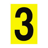 Number Sign 3 Yellow - PVC Safety Signs