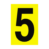 Number Sign 5 Yellow - PVC Safety Signs