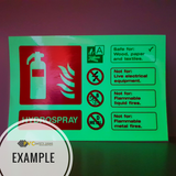 Foam Spray Extinguisher Photoluminescent Sign - PVC Safety Signs