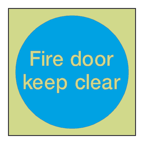 Fire Door Keep Clear Photoluminescent Sign - PVC Safety Signs