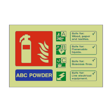 ABC Powder Extinguisher Photoluminescent Sign - PVC Safety Signs