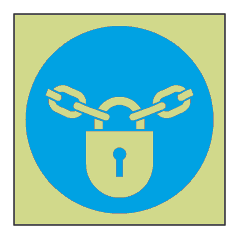 Keep Locked Symbol Door Photoluminescent Sign - PVC Safety Signs