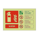 Water Extinguisher Photoluminescent Sign - PVC Safety Signs