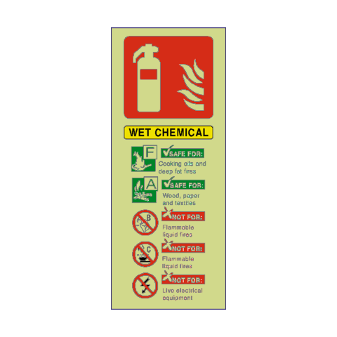 Wet Chemical Fire Extinguisher Photoluminescent Sign - PVC Safety Signs
