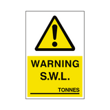 Safe Working Load Sign Tonnes - PVC Safety Signs