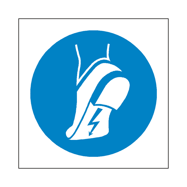 Wear Anti-Static Footwear Symbol Sign - PVC Safety Signs