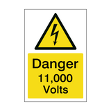 11000 Volts Sign - PVC Safety Signs
