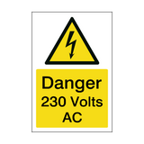 230 Volts AC Sign | PVC Safety Signs