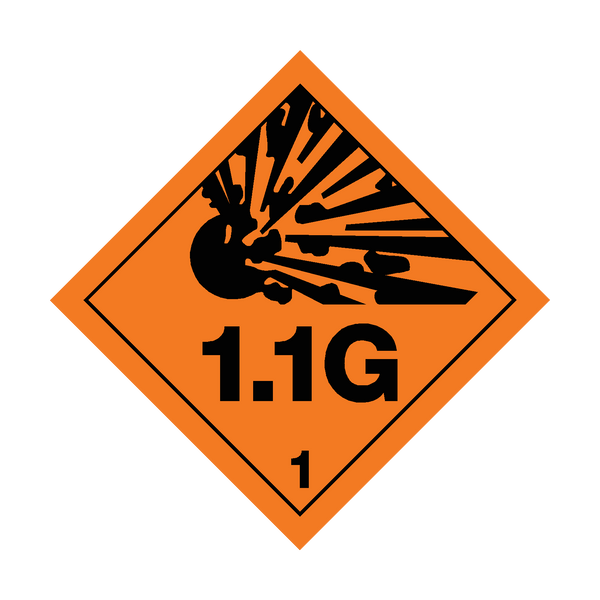 Explosives Class 1.1G Sign | PVC Safety Signs