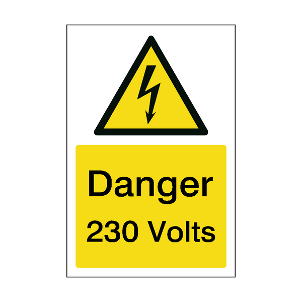 230 Volts Sign - PVC Safety Signs