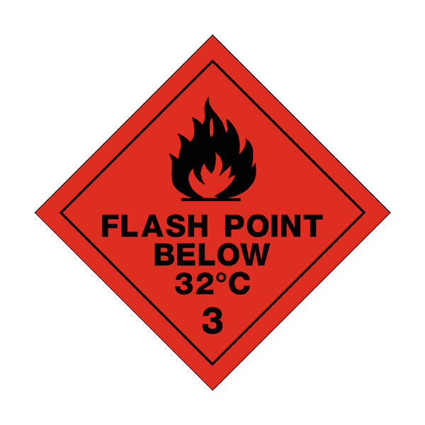 Flash Point Below 32°C 3 Sign | PVC Safety Signs