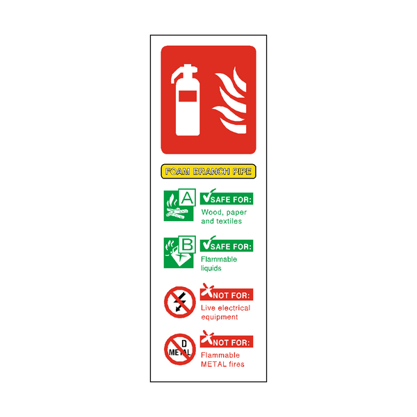 Foam Branch Pipe Extinguisher Sign | PVC Safety Signs