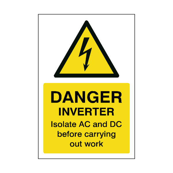 Isolate AC and DC Before Carrying Out Work PV Inverter Sticker