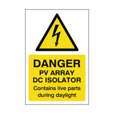 PV Array DC Isolator Sticker