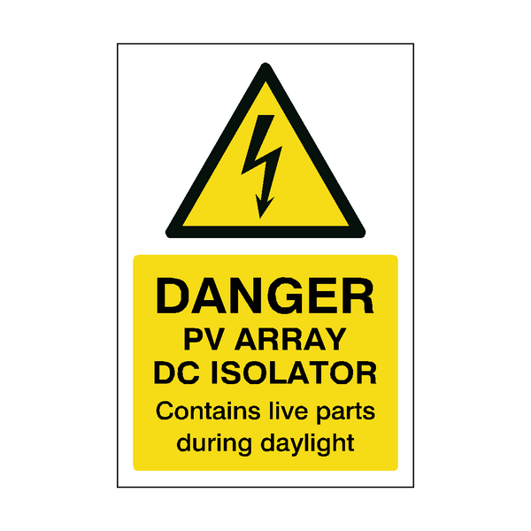 PV Array DC Isolator Sticker