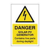 Solar PV Generator Warning Sticker