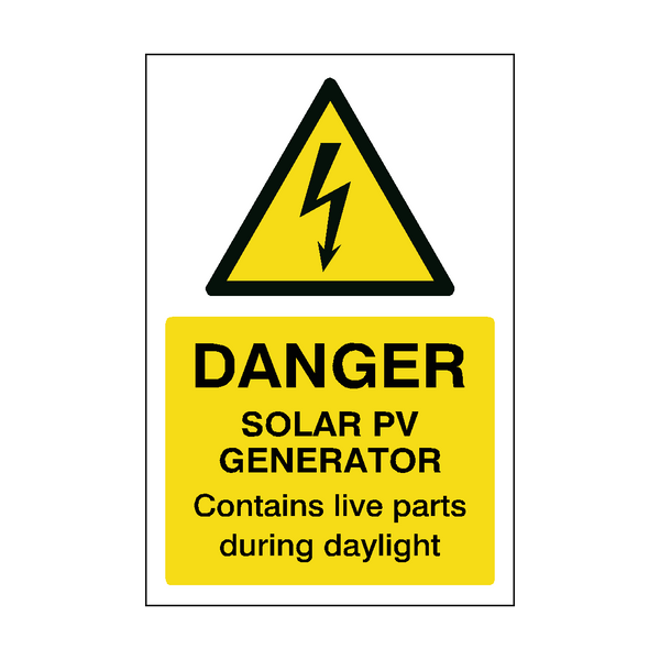 Solar PV Generator Warning Sticker