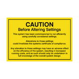 Caution Before Altering Settings PV Solar Sticker