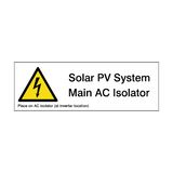 Solar PV System Main AC Isolator - Place On AC Isolator Sticker