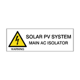 Solar PV System - Main AC Isolator Sticker