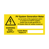 PV System Generation Meter Sticker
