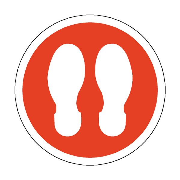Footprint Floor Sticker - Red - PVC Safety Signs