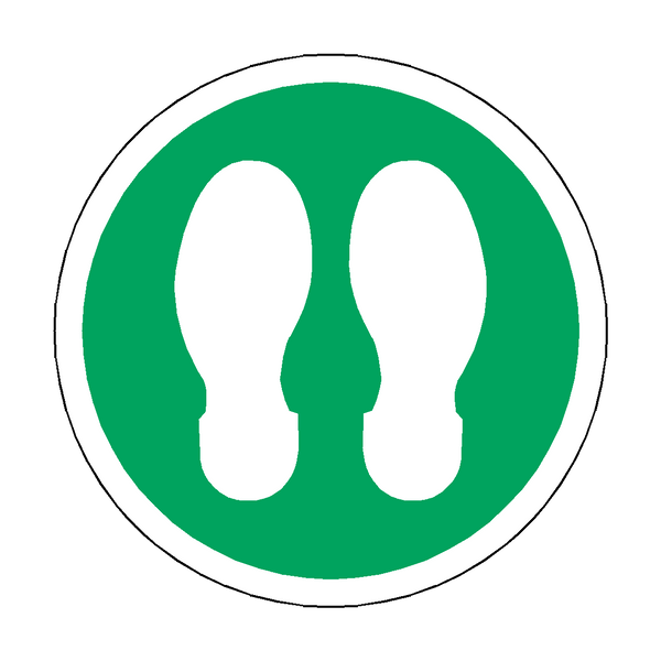 Footprint Floor Sticker - Green - PVC Safety Signs