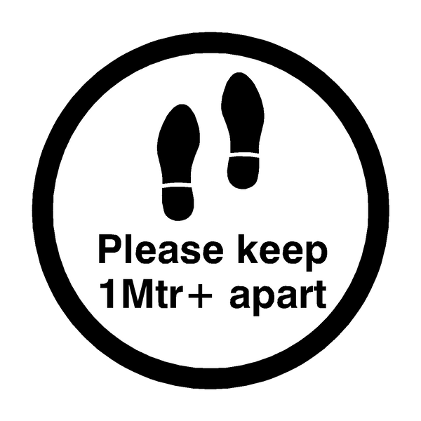 Please Keep 1 Mtr Plus Apart Floor Sticker - Black - PVC Safety Signs
