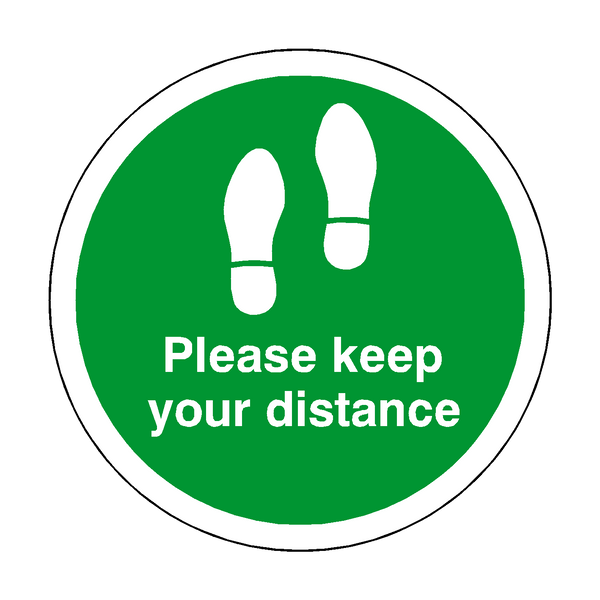 Leave Suitable Distance Sign Please Keep Your Distance Floor Sticker - Green | PVC Safety Signs