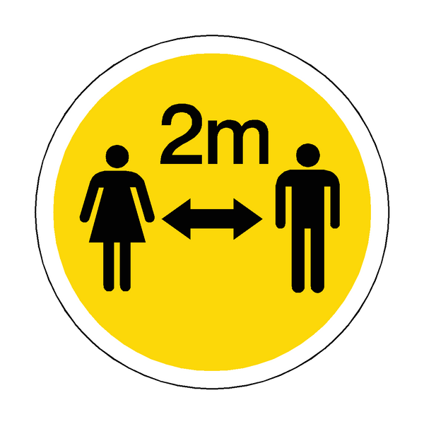 2 Metres Gap Floor Sticker - Yellow - PVC Safety Signs