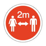 2 Metres Gap Floor Sticker - Red - PVC Safety Signs