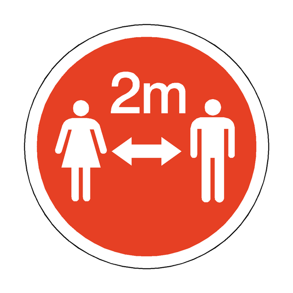 2 Metres Gap Floor Sticker - Red - PVC Safety Signs