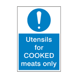 Utensils For Cooked Meat Sign - PVC Safety Signs