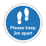 Please Keep 2M Apart Floor Sticker - Blue - PVC Safety Signs