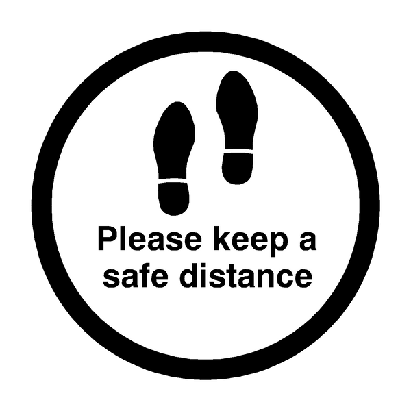 Leave Suitable Distance Sign Please Keep A Safe Distance Floor Sticker - Black