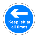 Keep Left At All Times Floor Sticker - Blue - PVC Safety Signs