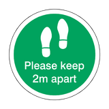Please Keep 2M Apart Floor Sticker - Green - PVC Safety Signs