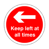 Keep Left At All Times Floor Sticker - Red - PVC Safety Signs